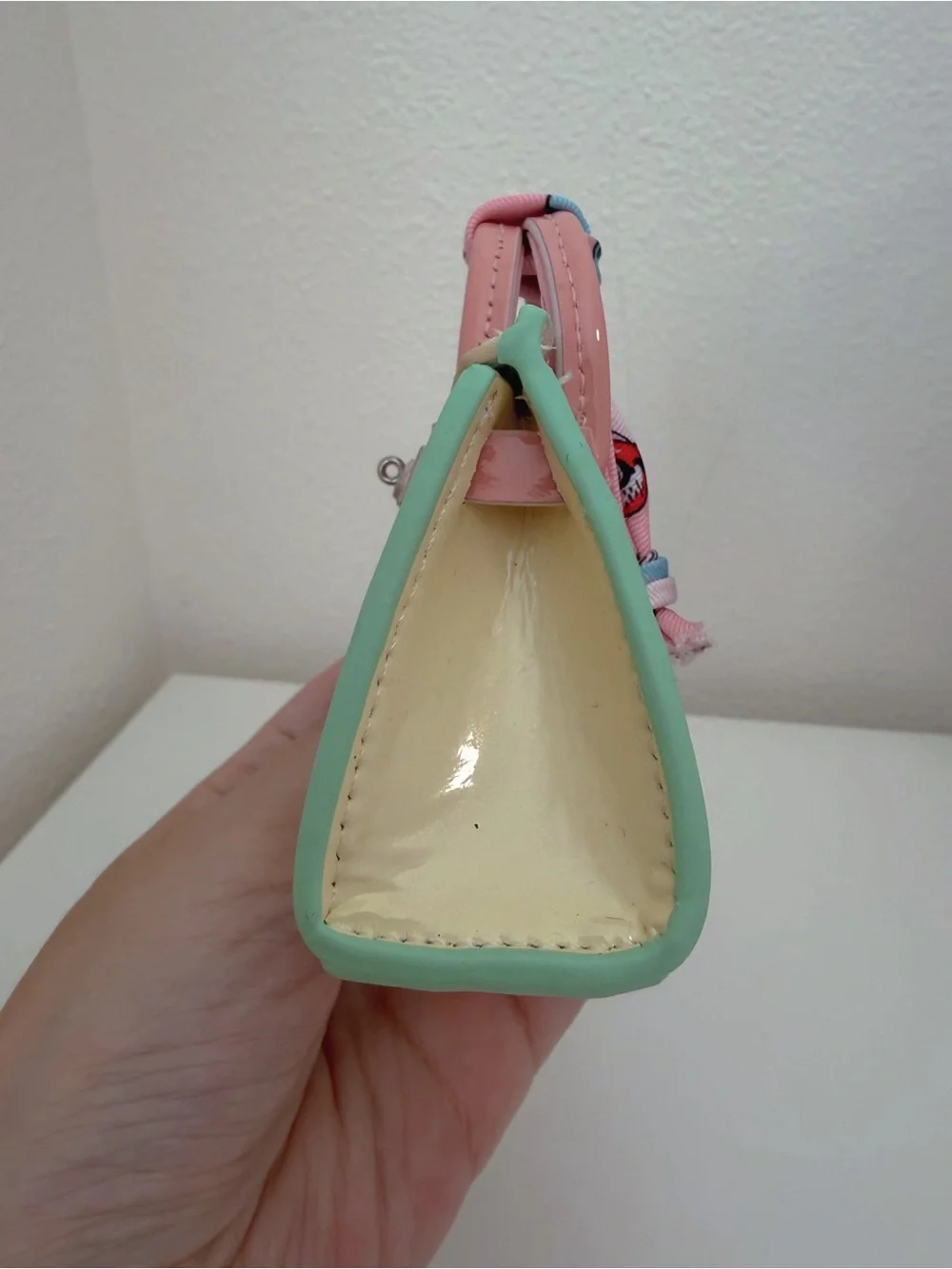Genuine Leather Pastel Colorblock Mini Bag Charm